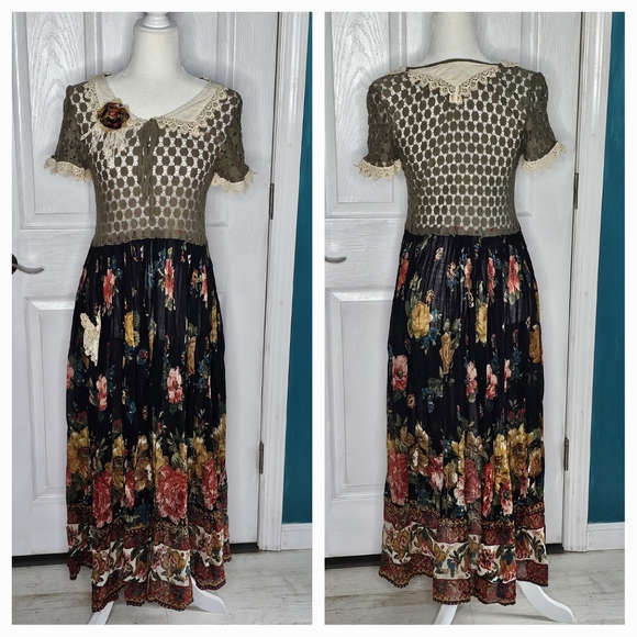 Boho Handmade Upcycled Maxi Dress XS-SMALL - Picture 2 of 14